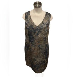 Brooks Brothers Metallic Crepe Sleeveless Sheath Mini Dress | Size 0